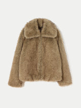 Faux Fur Short Coat | Brown