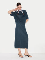 Linen Silk Pocket Skirt | Blue