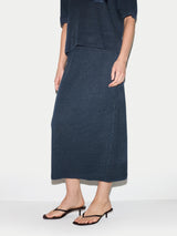 Linen Silk Pocket Skirt | Blue