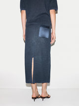 Linen Silk Pocket Skirt | Blue