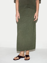 Linen Silk Pocket Skirt | Green