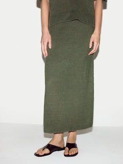 Linen Silk Pocket Skirt | Green
