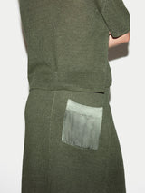 Linen Silk Pocket Skirt | Green