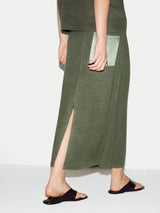 Linen Silk Pocket Skirt | Green
