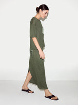 Linen Silk Pocket Skirt | Green