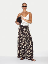 Zebra Satin Wrap Trouser | Brown