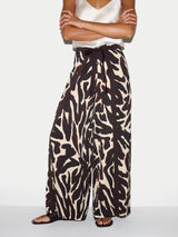 Zebra Satin Wrap Trouser | Brown