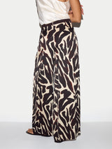 Zebra Satin Wrap Trouser | Brown