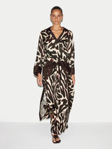 Zebra Satin Wrap Trouser | Brown