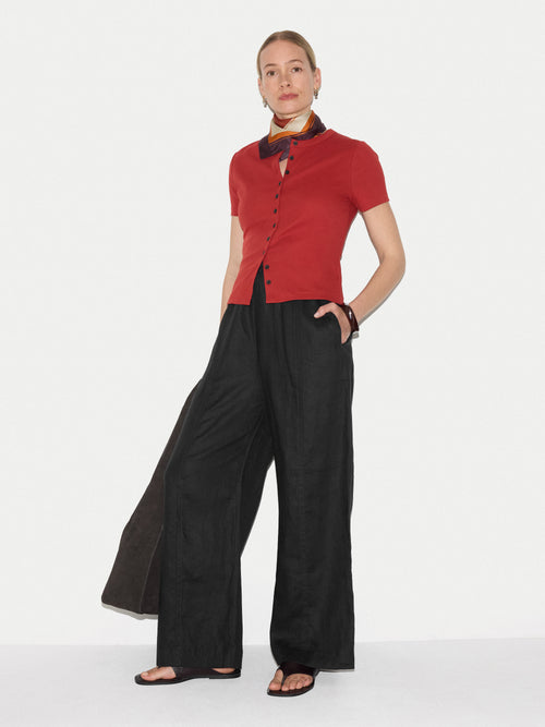 Linen Wide Leg Trouser | Black