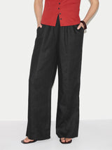 Linen Wide Leg Trouser | Black