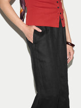 Linen Wide Leg Trouser | Black