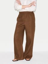 Linen Wide Leg Trouser | Brown