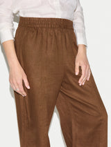 Linen Wide Leg Trouser | Brown