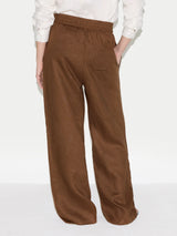Linen Wide Leg Trouser | Brown