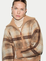 Check Zip Up Jacket | Camel
