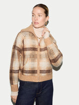 Check Zip Up Jacket | Camel