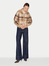 Check Zip Up Jacket | Camel