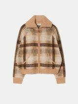 Check Zip Up Jacket | Camel