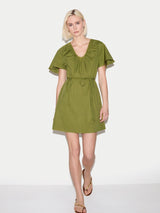 Cotton Lyocell Mini Dress | Green
