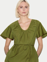 Cotton Lyocell Mini Dress | Green