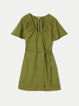 Cotton Lyocell Mini Dress | Green