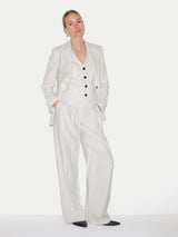 Kemp Linen Cotton Stripe Trouser | Ivory