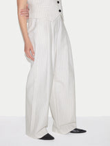 Kemp Linen Cotton Stripe Trouser | Ivory