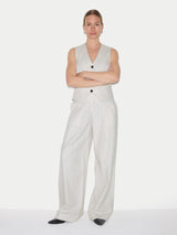 Kemp Linen Cotton Stripe Trouser | Ivory
