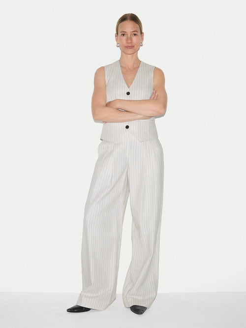 Kemp Linen Cotton Stripe Trouser | Ivory