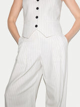 Kemp Linen Cotton Stripe Trouser | Ivory