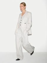 Duke Linen Cotton Stripe Blazer | Ivory