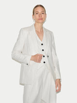 Duke Linen Cotton Stripe Blazer | Ivory