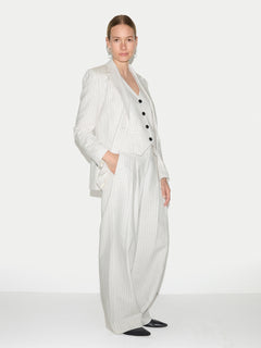 Duke Linen Cotton Stripe Blazer | Ivory