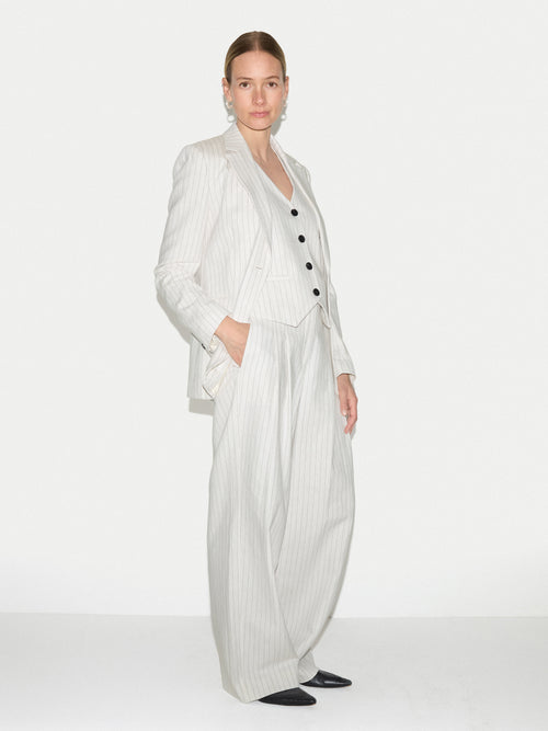 Duke Linen Cotton Stripe Blazer | Ivory