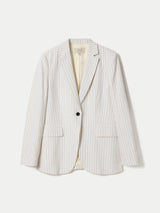 Duke Linen Cotton Stripe Blazer | Ivory