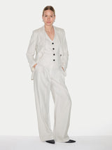 Linen Cotton Stripe Waistcoat | Ivory