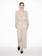 Linen Cotton Stripe Waistcoat | Beige