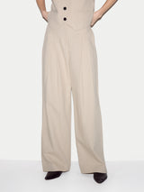 Kemp Linen Cotton Stripe Trouser | Beige
