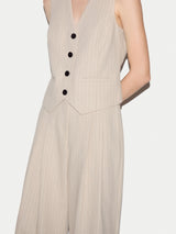 Kemp Linen Cotton Stripe Trouser | Beige