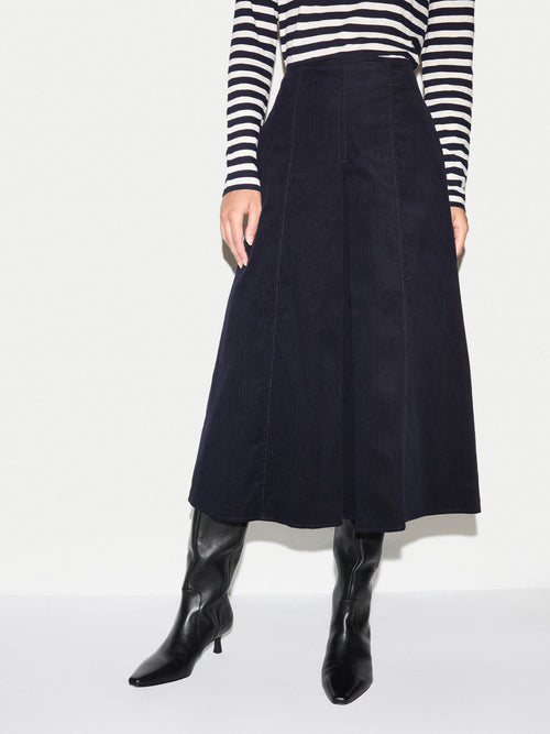 Baby Cord Midi Skirt | Navy