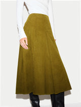 Baby Cord Midi Skirt | Green