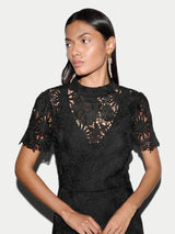 Floral Lace Midi Dress | Black