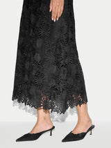 Floral Lace Midi Dress | Black