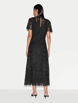 Floral Lace Midi Dress | Black