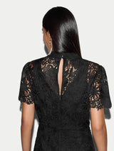 Floral Lace Midi Dress | Black