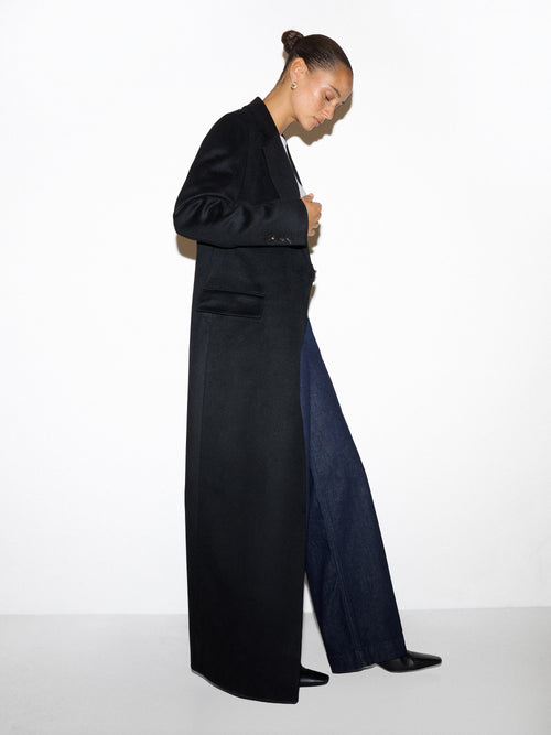 Wool Super Maxi City Coat | Black