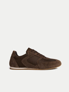 Porto Suede Satin Trainer | Chocolate