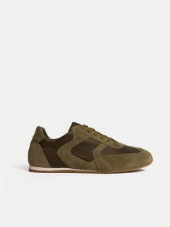 Porto Suede Satin Trainer | Khaki