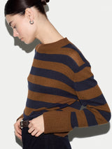 Merino Cashmere Stripe Jumper | Brown